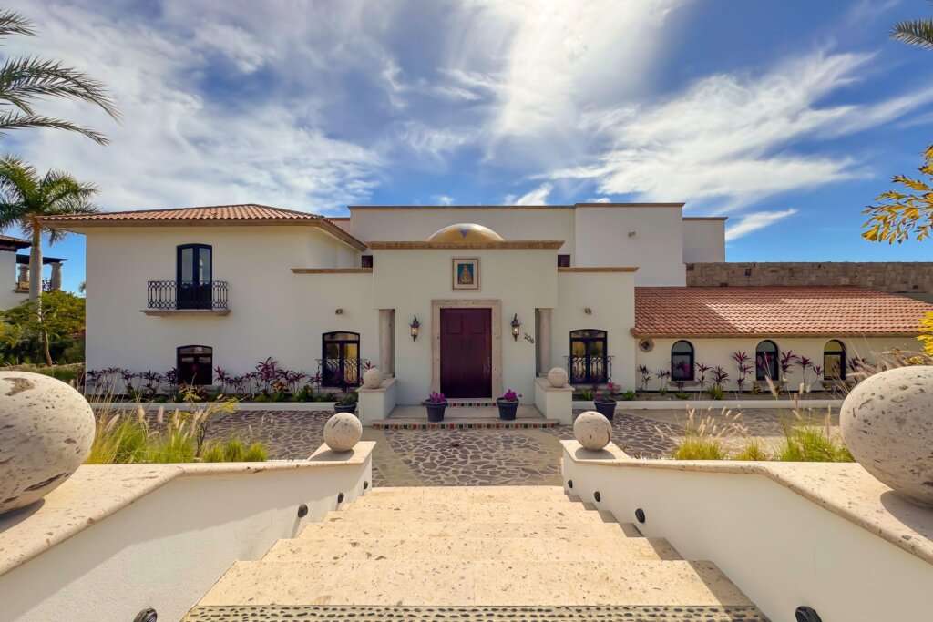 Cabo Luxury Fundadores Step into Villa Andaluz where Old-World romance meets Mexican charm. This sprawling 12,000+ AC sq.ft. estate redefines the classic Mexican hacienda. Centered around a lush, tiled courtyard with a tranquil stone fountain, this 7-bedroom, 9-bathroom villa offers an expansive floor plan designed for seamless indoor-outdoor living.The heart of the home features a grand living room with ocean for sale