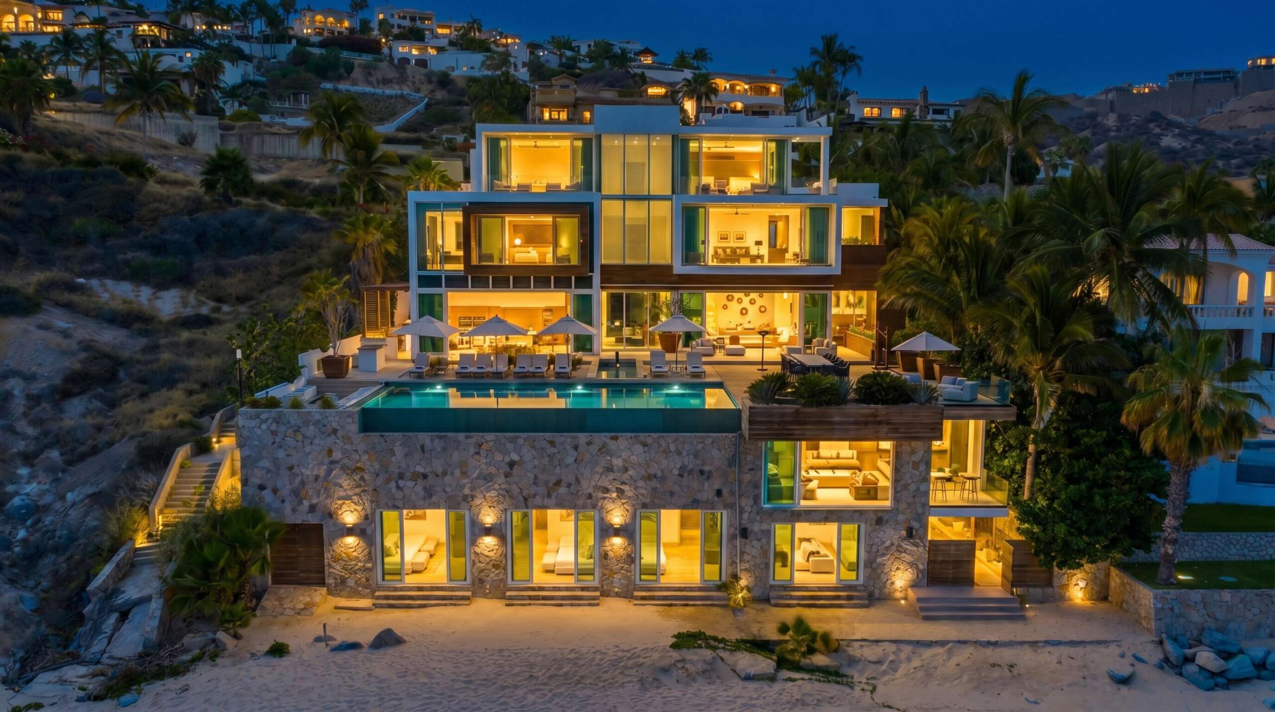 Cabo Luxury Punta Bella Considering all things Casa Mareva may well be the finest residential property currently offered on the Baja market. What truly distinguishes Casa Mareva is its rarity. There is simply no other oceanfront estate in Baja that combines this level of architectural scale, world class amenities, proven rental performance, and one of the most coveted stretches of swimmable coastline in the entire peninsula. Set along this extraordinary shoreline, the estate offers exceptional privacy while being just minutes from the prestigious Palmilla Golf Club, world renowned resorts, fine dining, and luxury amenities. Located within the prestigious gated community of Punta Bella, Casa Mareva captures panoramic – Palmilla Sur SJC, San Jose Corridor, BS